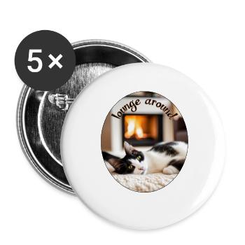 Lazy cat 4 - Buttons small 1''/25 mm (5-pack) - white - Front