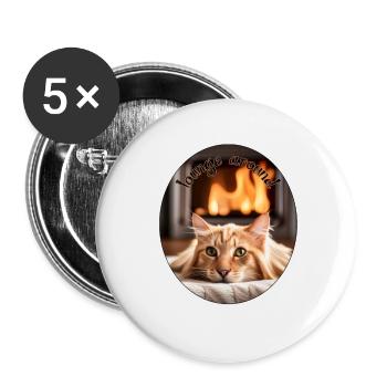 Luie kat3 - Buttons klein 25 mm (5-pack) - wit - Voor