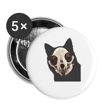 Crâne de chat - Lot de 5 petits badges (25 mm) - blanc - Devant