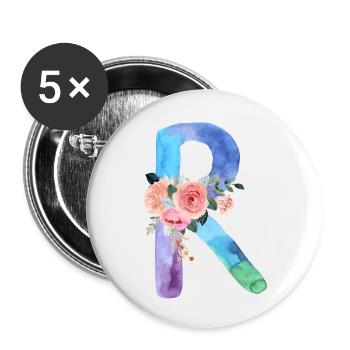 Buchstabe r Aquarell - Buttons klein 25 mm (5er Pack) - Weiß - Vorne