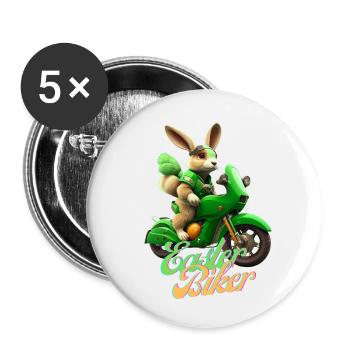 Easter Biker - Der Osterhase wird zum Biker - Buttons klein 25 mm (5er Pack) - Weiß - Vorne