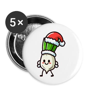 Nikolauch Oignon de printemps - Lot de 5 petits badges (25 mm) - blanc - Devant