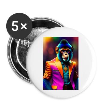 Singe de danse - Lot de 5 petits badges (25 mm) - blanc - Devant