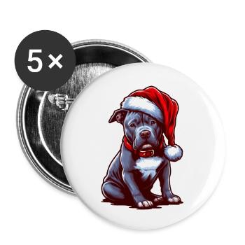 Pitbull Réveillon de Noël - Lot de 5 petits badges (25 mm) - blanc - Devant