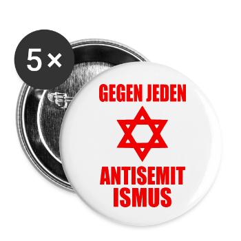Gegen jeden antisemitismus - Buttons klein 25 mm (5er Pack) - Weiß - Vorne