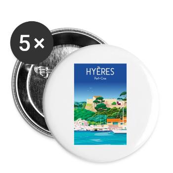 Hyères Port Cros - Buttons small 1''/25 mm (5-pack) - white - Front