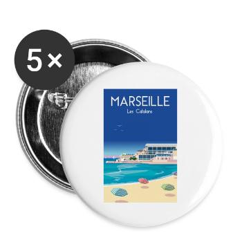 MARSEILLE LES CATALANS - Lot de 5 petits badges (25 mm) - blanc - Devant