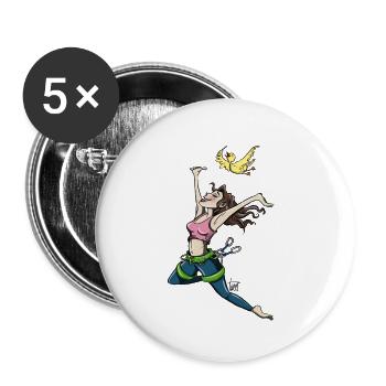 Grimpeur volant avec oiseau - Lot de 5 petits badges (25 mm) - blanc - Devant
