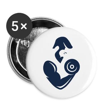 Logo de musculation - Lot de 5 petits badges (25 mm) - blanc - Devant