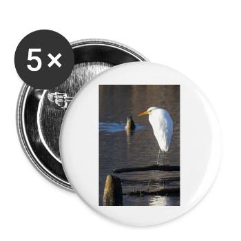 Great egret - Buttons small 1''/25 mm (5-pack) - white - Front