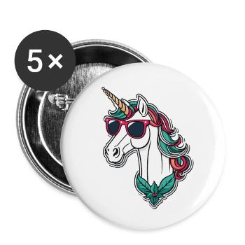 Einhorn Weihnachten Zeichnung - Buttons klein 25 mm (5er Pack) - Weiß - Vorne