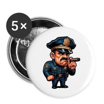Zigarren-Polizei - Buttons klein 25 mm (5er Pack) - Weiß - Vorne