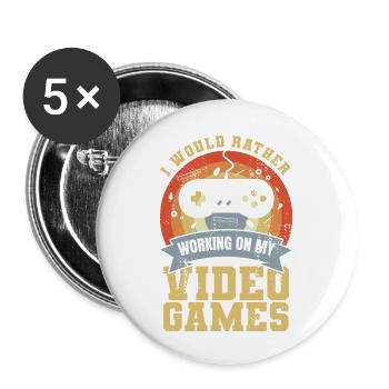 Ich würd lieber an Videospielen arbeiten - Buttons klein 25 mm (5er Pack) - Weiß - Vorne
