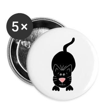 black cat - Buttons small 1''/25 mm (5-pack) - white - Front