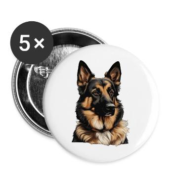 schäferhund - Buttons klein 25 mm (5er Pack) - Weiß - Vorne