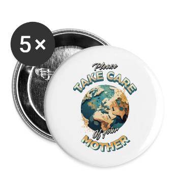 Care for mother earth - Buttons small 1''/25 mm (5-pack) - white - Front