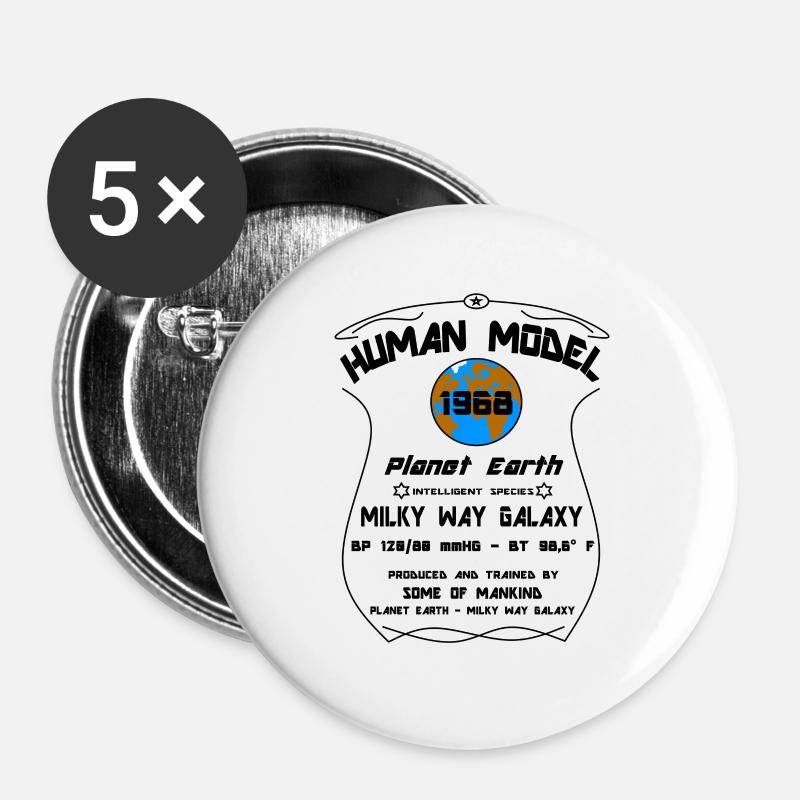 1968 - Lot de 5 petits badges (25 mm) - blanc