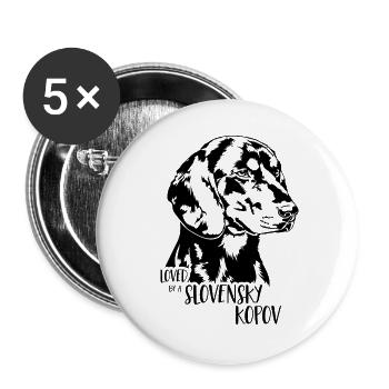 Loved by a Slovensky Kopov Hunde Hund Wilsigns - Buttons klein 25 mm (5er Pack) - Weiß - Vorne