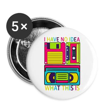 Music, Retro, Heavy Metal, Hard Rock, Punk, Vinyl, Pop - Buttons small 1''/25 mm (5-pack) - white - Front