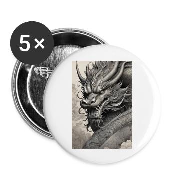 Jahr des Drachen III - Buttons klein 25 mm (5er Pack) - Weiß - Vorne