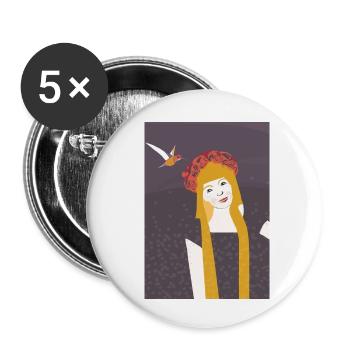 Hummingbird - Buttons small 1''/25 mm (5-pack) - white - Front