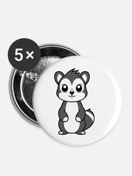 Stinktier - Buttons klein 25 mm (5er Pack) - Weiß