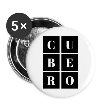 Black & White Square Cube - Buttons small 1''/25 mm (5-pack) - white - Front