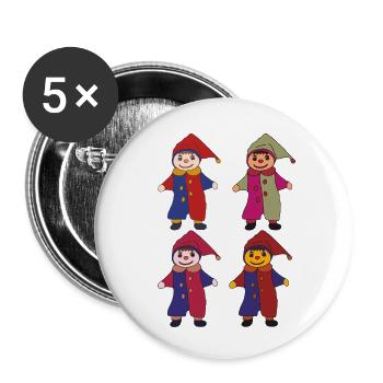 kasper im Viererpack - Buttons klein 25 mm (5er Pack) - Weiß - Vorne