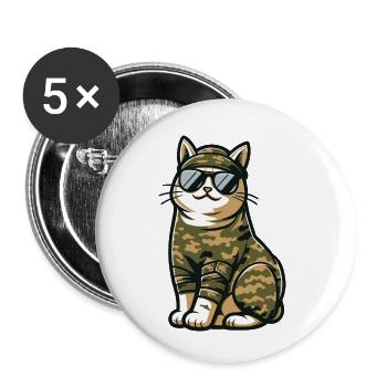 Militärische Tarnkatze - Buttons klein 25 mm (5er Pack) - Weiß - Vorne