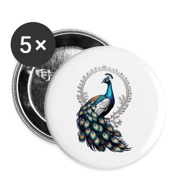 Paon - Lot de 5 petits badges (25 mm) - blanc - Devant