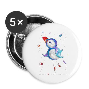 Good Mood Puffin - Buttons small 1''/25 mm (5-pack) - white - Front