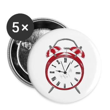 Wecker Alarm Uhr - Buttons klein 25 mm (5er Pack) - Weiß - Vorne