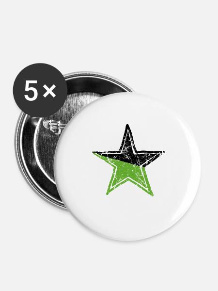 star green black drawn path - Buttons klein 25 mm (5er Pack) - Weiß