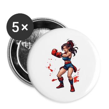 Boxer / Sports / Fight / Arena / Boxing Ring / Fists - Buttons small 1''/25 mm (5-pack) - white - Front