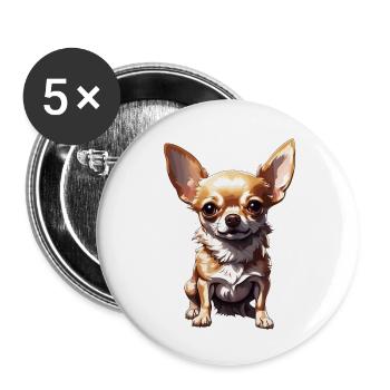 Chihuahua / small dog / animal / tiny / breed - Buttons small 1''/25 mm (5-pack) - white - Front