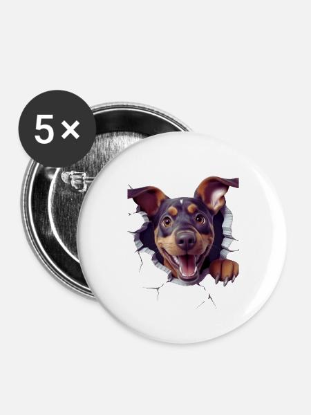 Durchbruch-Wau - Buttons klein 25 mm (5er Pack) - Weiß