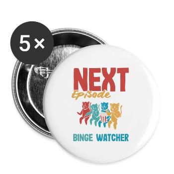 Next Episode Marathon Watcher's - Buttons klein 25 mm (5er Pack) - Weiß - Vorne
