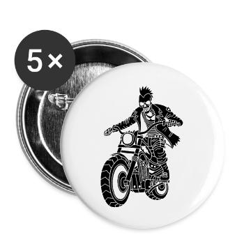 The Black Biker from Hell - Buttons small 1''/25 mm (5-pack) - white - Front