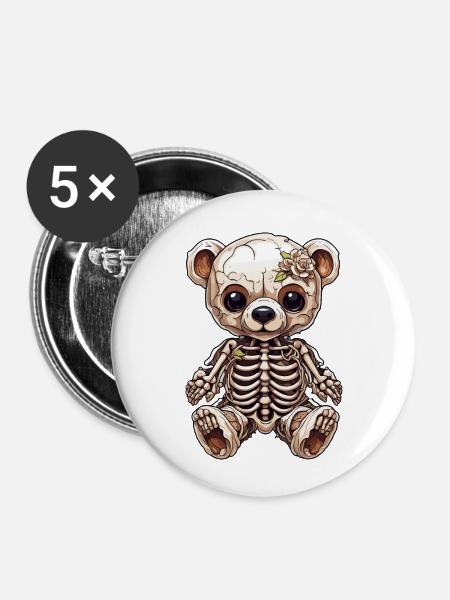 Teddybär / Kuscheltier / Stofftier / Geschenkidee - Buttons klein 25 mm (5er Pack) - Weiß