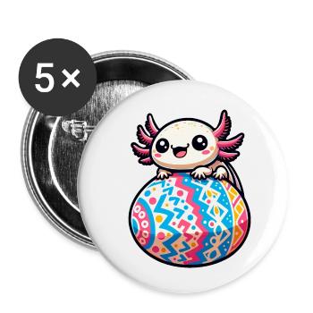 Ostern Axolotl auf Riesen-Ei - Buttons klein 25 mm (5er Pack) - Weiß - Vorne