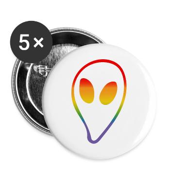 rainbow alien LGBTQI lgbt tshirt - Buttons small 1''/25 mm (5-pack) - white - Front