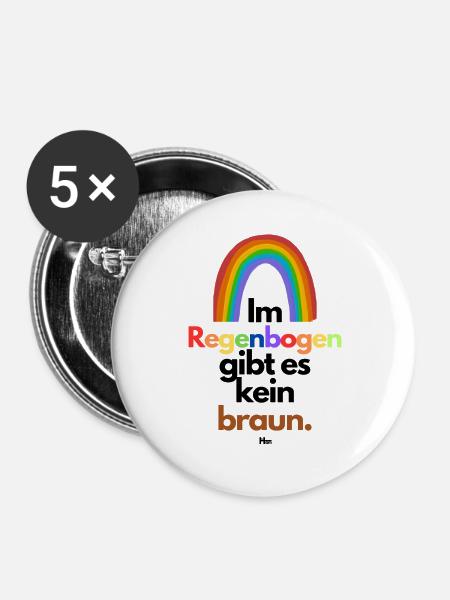 Im Regenbogen gibts kein braun - Buttons klein 25 mm (5er Pack) - Weiß