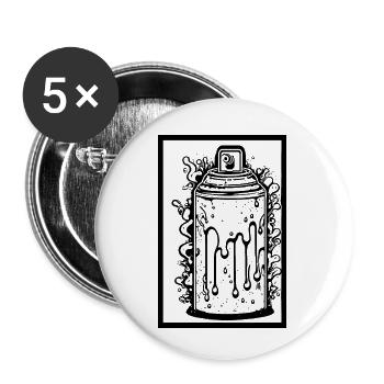 Comic spray can with drops in frame - Buttons small 1''/25 mm (5-pack) - white - Front
