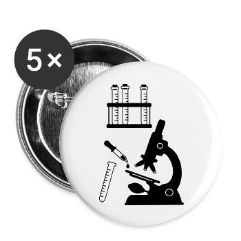 Recherche en laboratoire de microscope - Lot de 5 petits badges (25 mm) - blanc - Devant