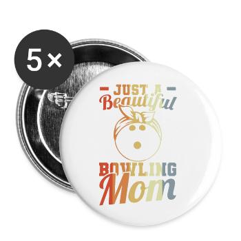 Bowling Mom - Buttons small 1''/25 mm (5-pack) - white - Front
