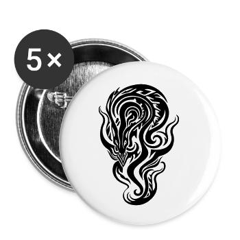 Drachenkopf in Tribal Art - Buttons klein 25 mm (5er Pack) - Weiß - Vorne