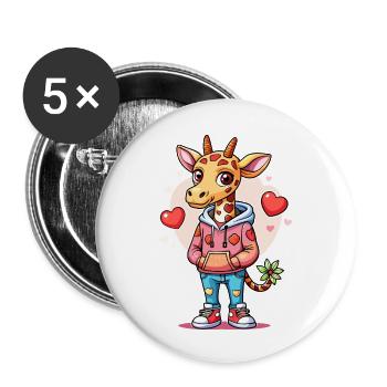Giraffe Parade: Cool Giraffe - Buttons small 1''/25 mm (5-pack) - white - Front