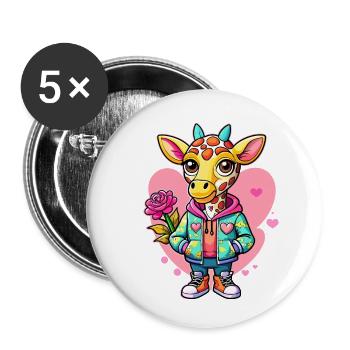 Giraffe Parade: Cool Giraffe - Buttons small 1''/25 mm (5-pack) - white - Front
