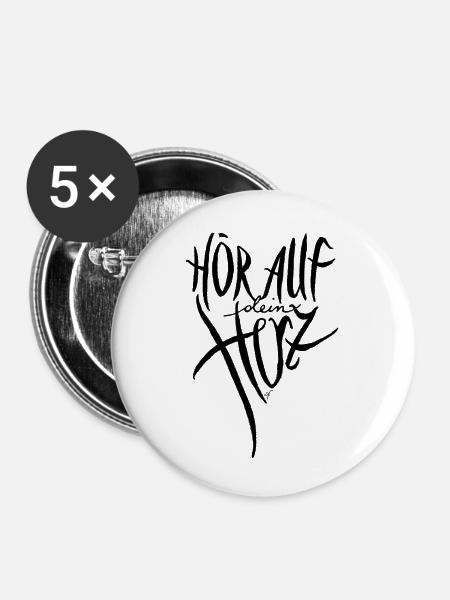 Hör auf dein Herz - Buttons klein 25 mm (5er Pack) - Weiß