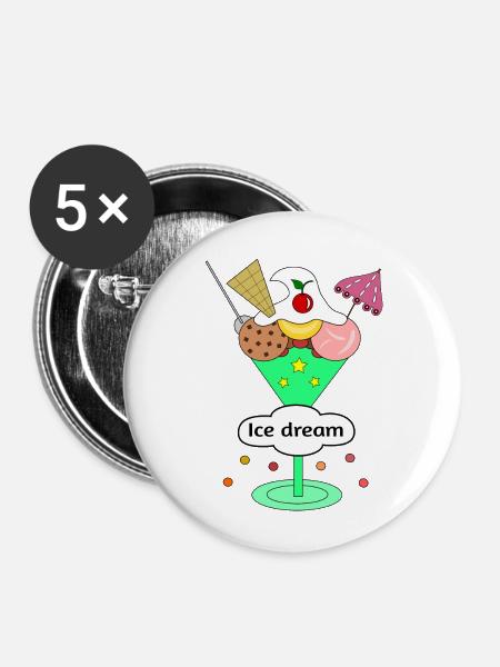 Ice dream - Buttons klein 25 mm (5er Pack) - Weiß